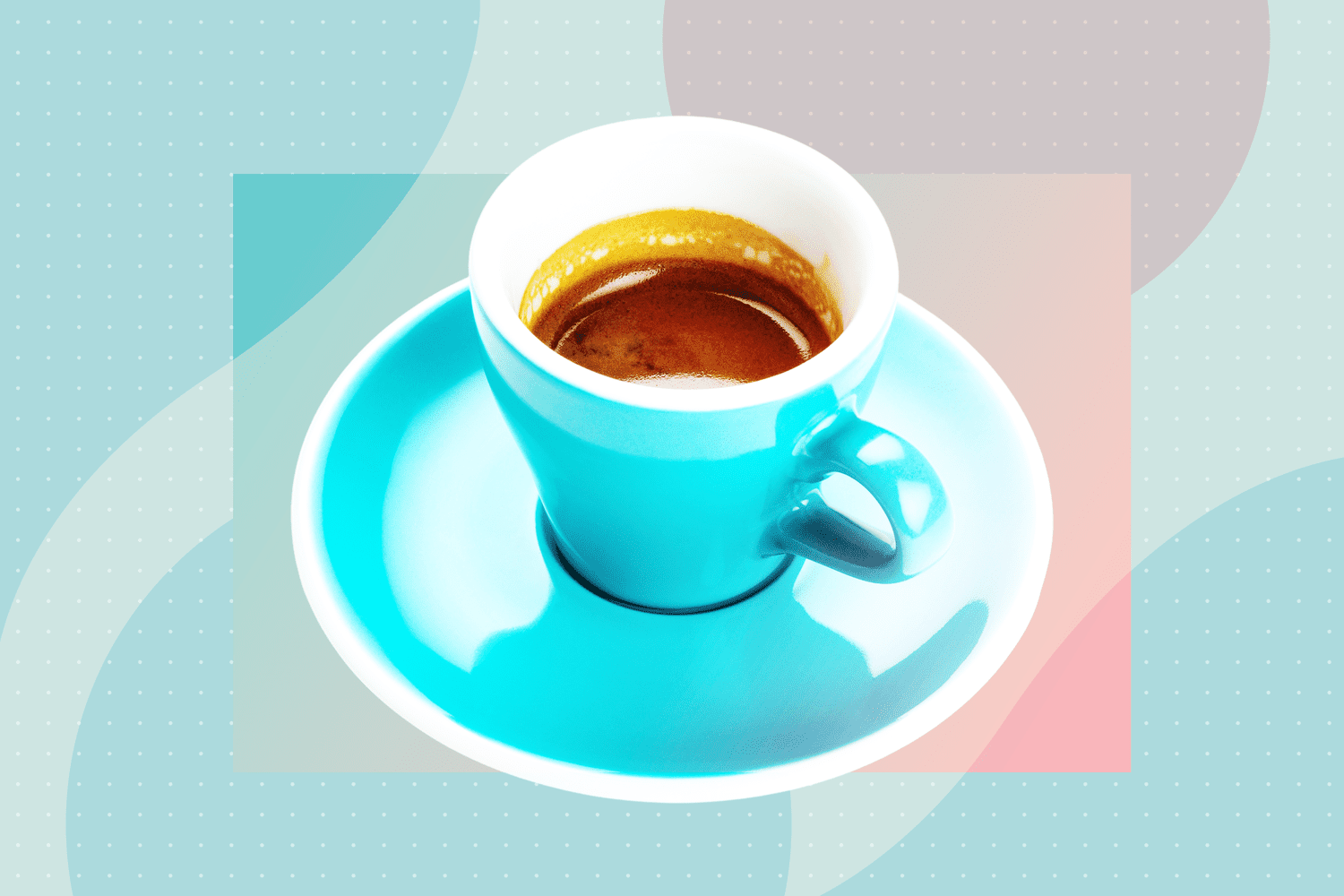 cup of espresso on designed background