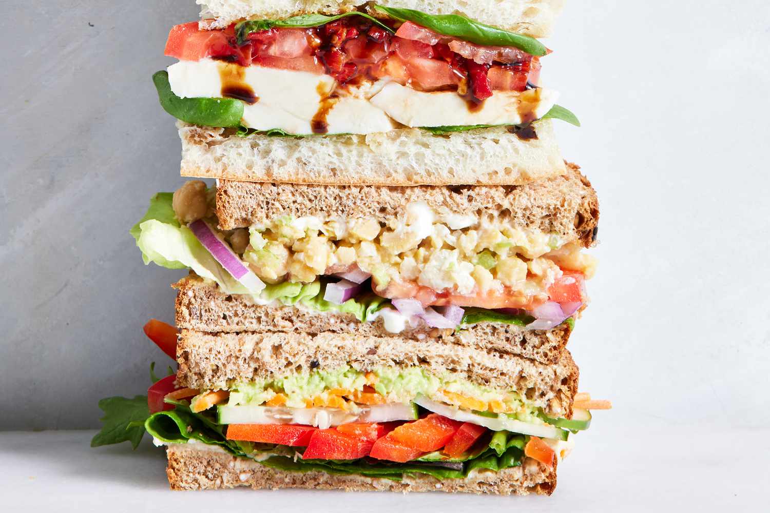 stack of vegetable sandwiches