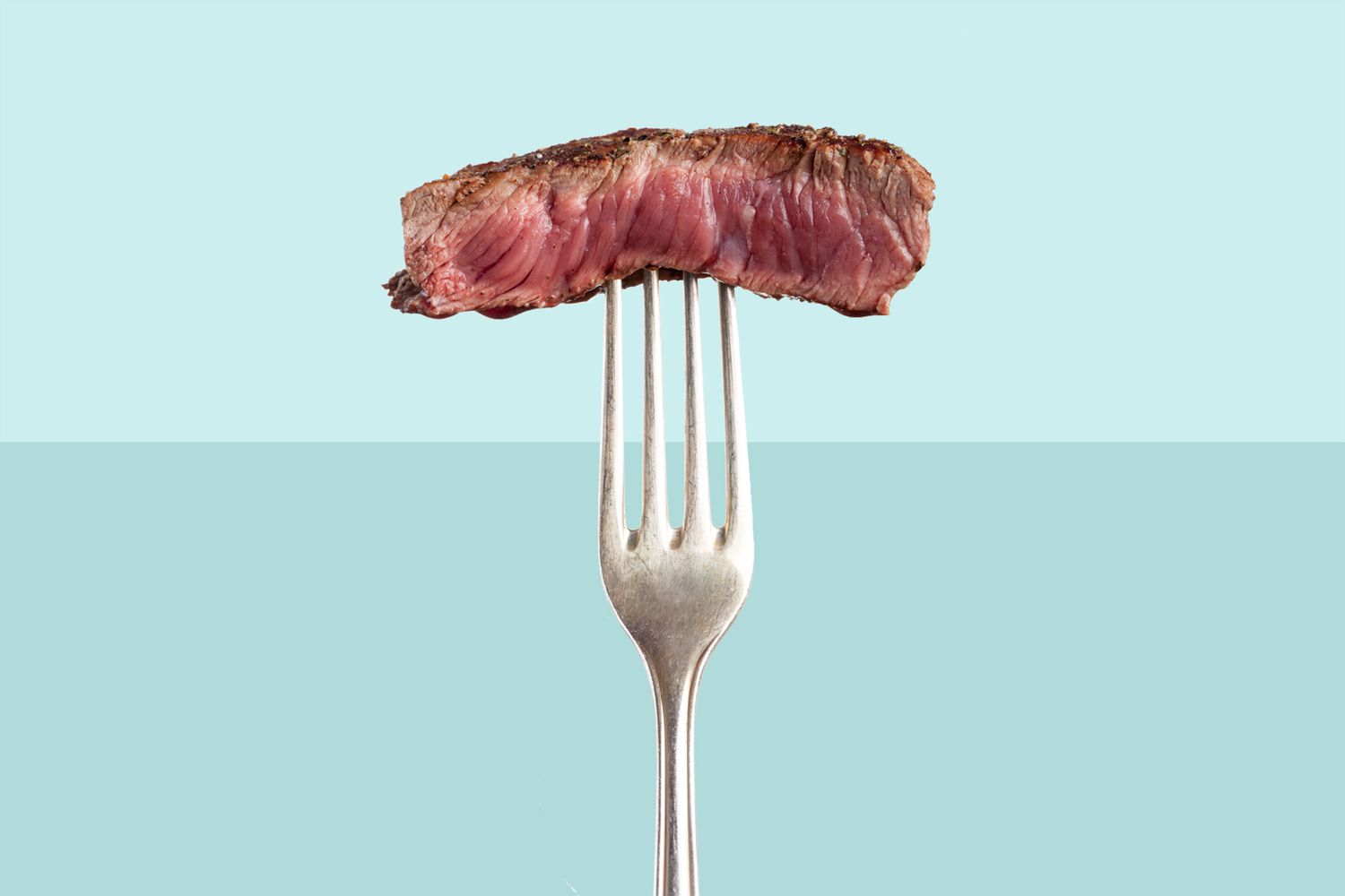 fork holding steak