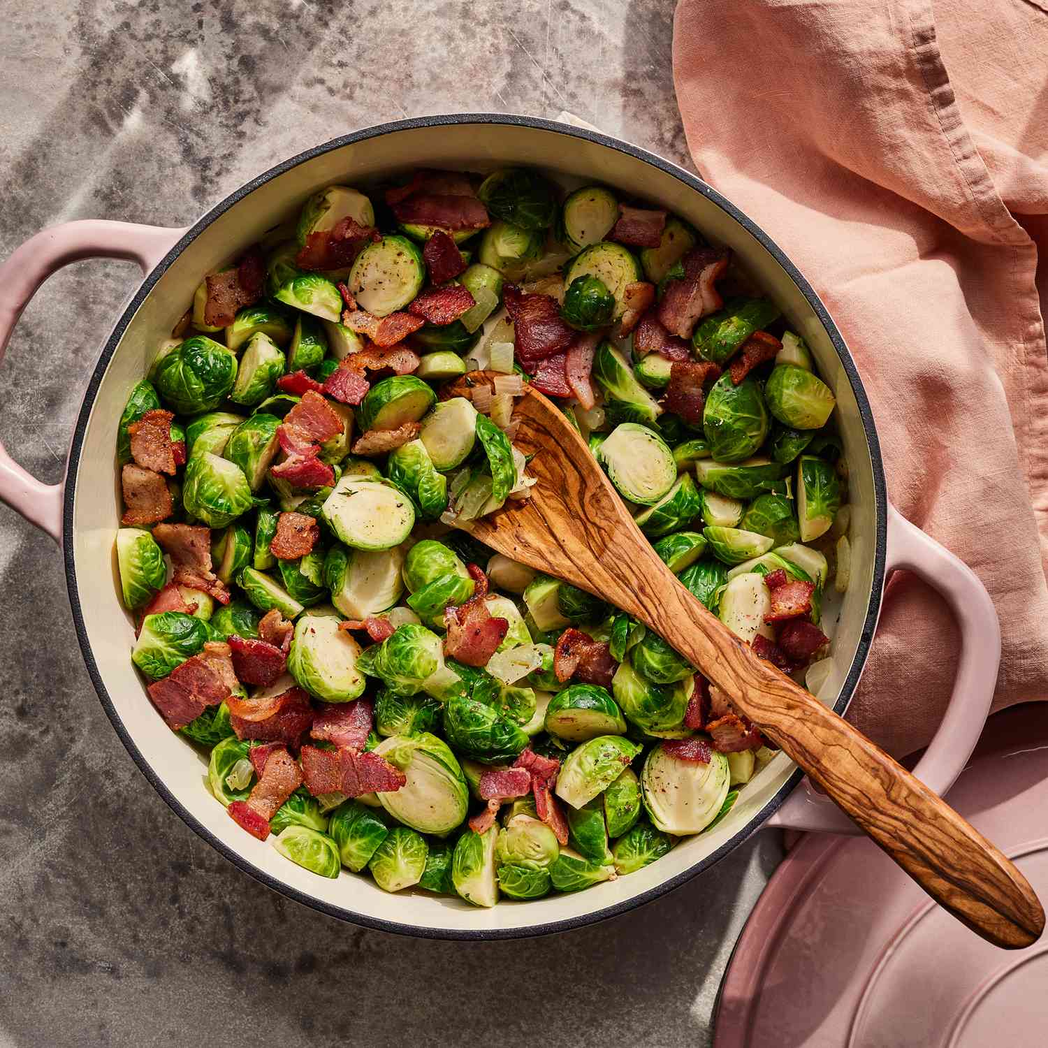 Sautéed Brussels Sprouts with Bacon & Onions