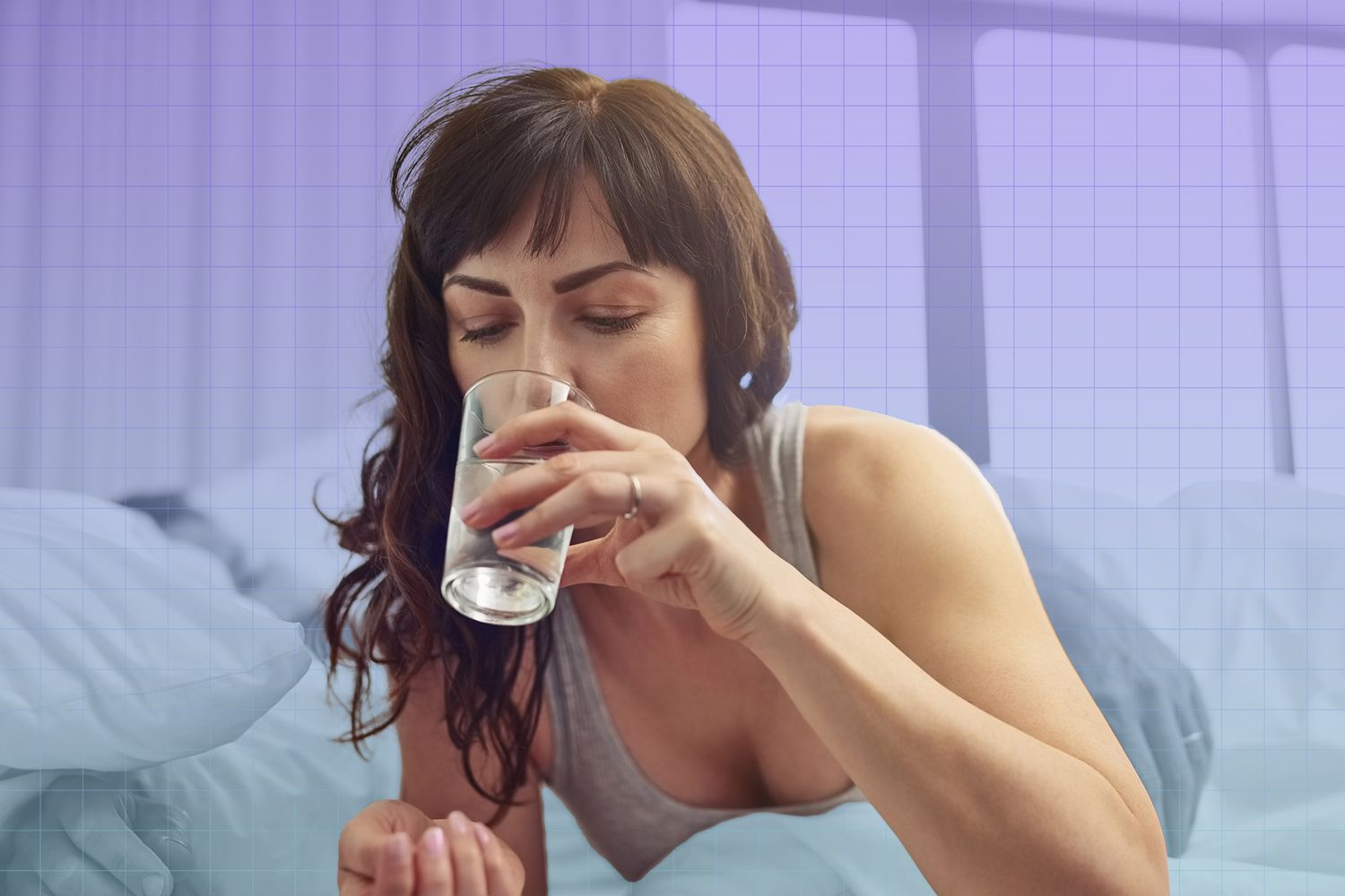 woman drinking water before bed