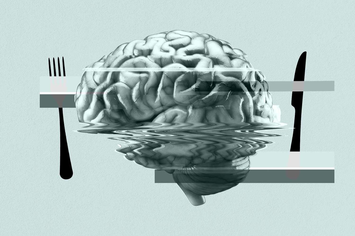 a brain and a spoon and fork