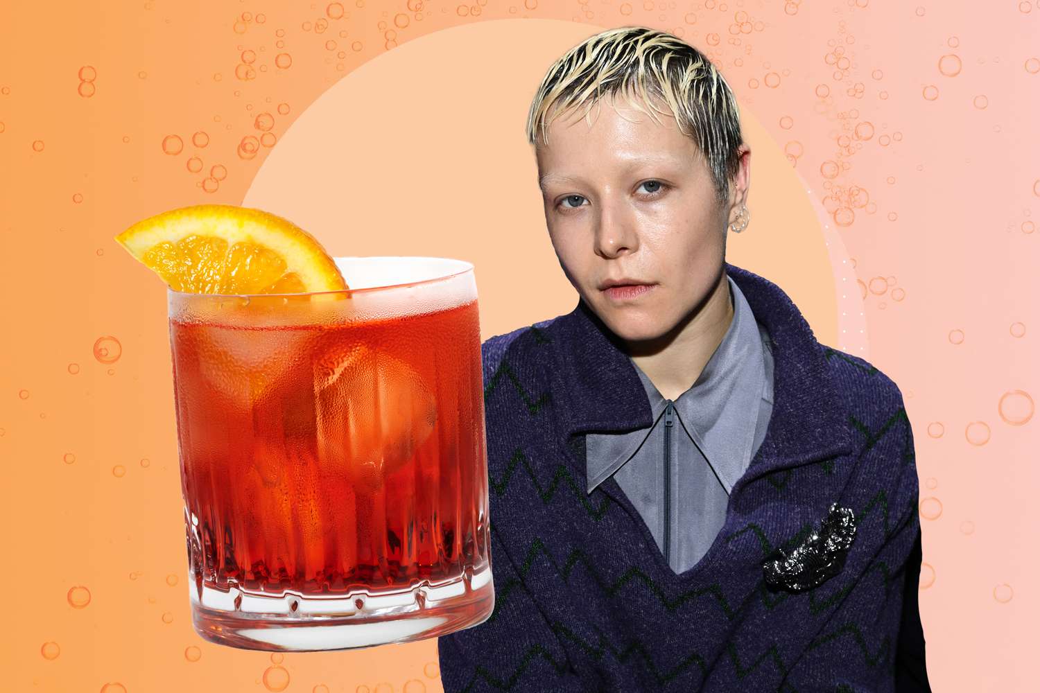 Emma D'Arcy and a Negroni Sbagilato