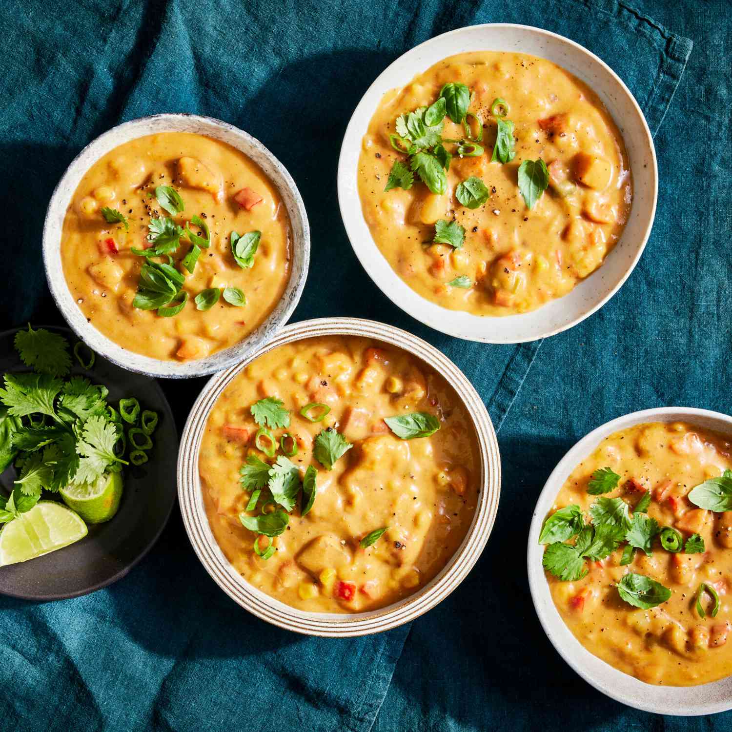 Bowls of Slow-Cooker Thai Chile & Corn Chowder