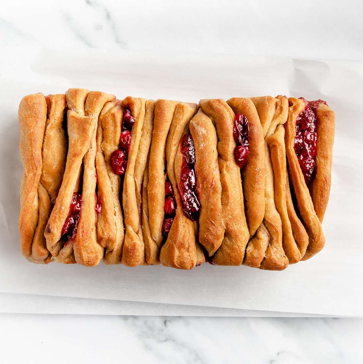 a recipe photo of the Cranberry-Brie Pull-Apart Loaf