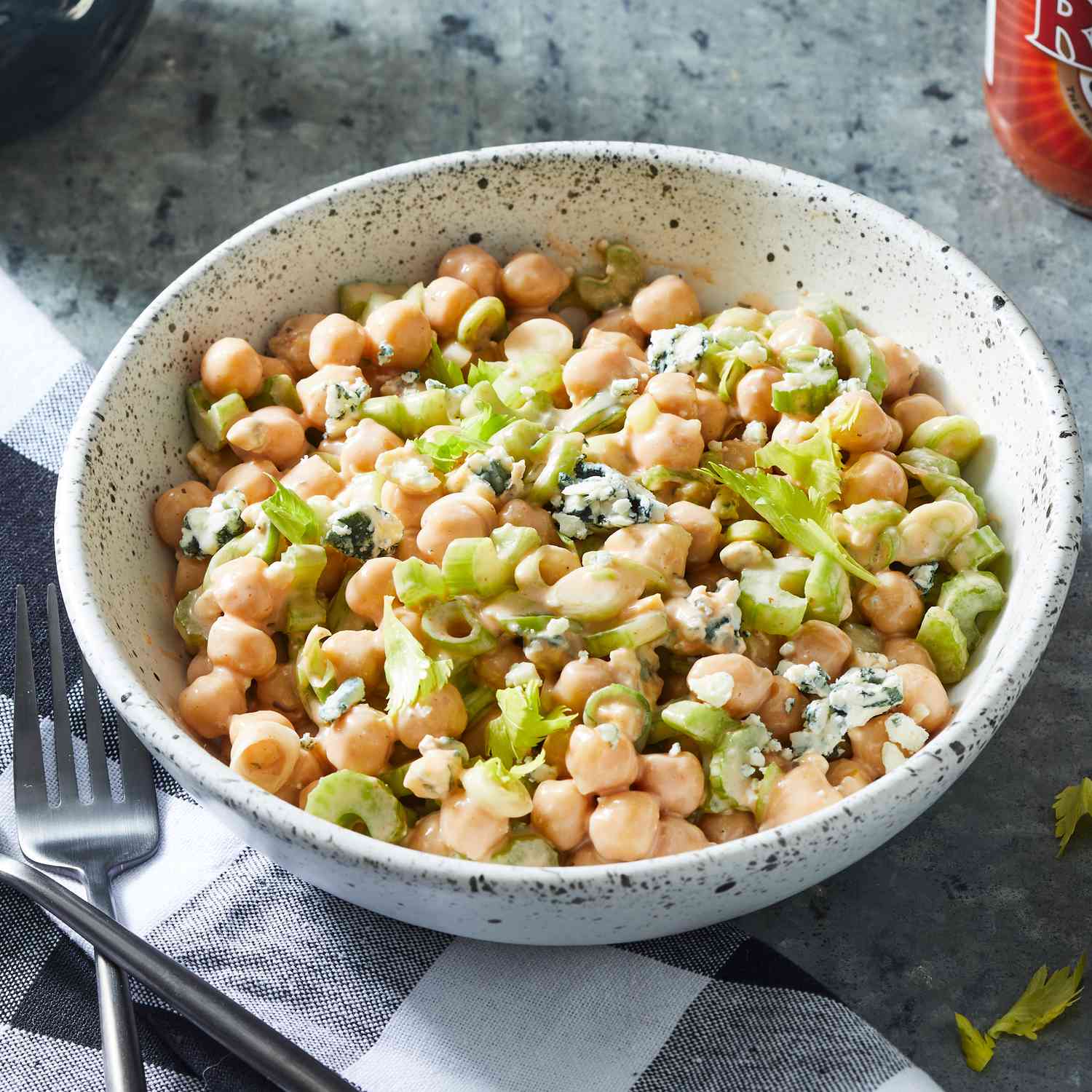a recipe photo of the Buffalo Chickpea Salad served in a bowl