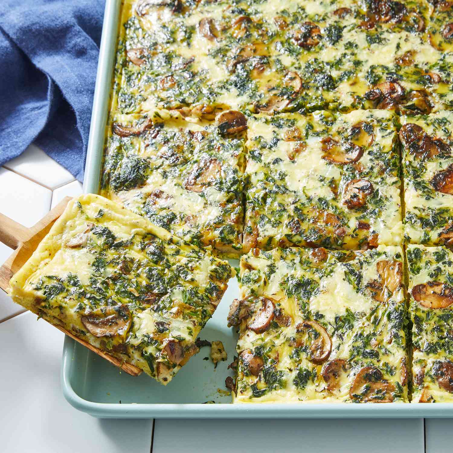 a recipe photo of the Easy Sheet Pan Eggs with Mushroom and Spinach