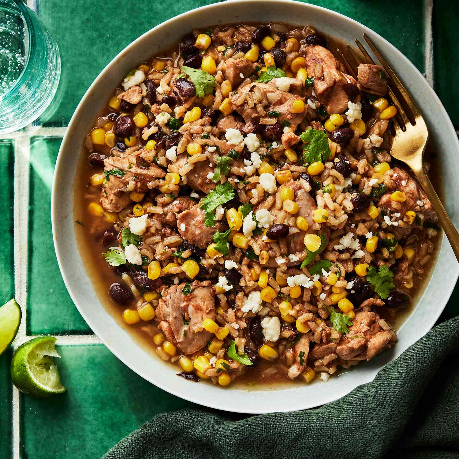 Slow-Cooker Chicken & Brown Rice with Roasted Corn & Black Beans 