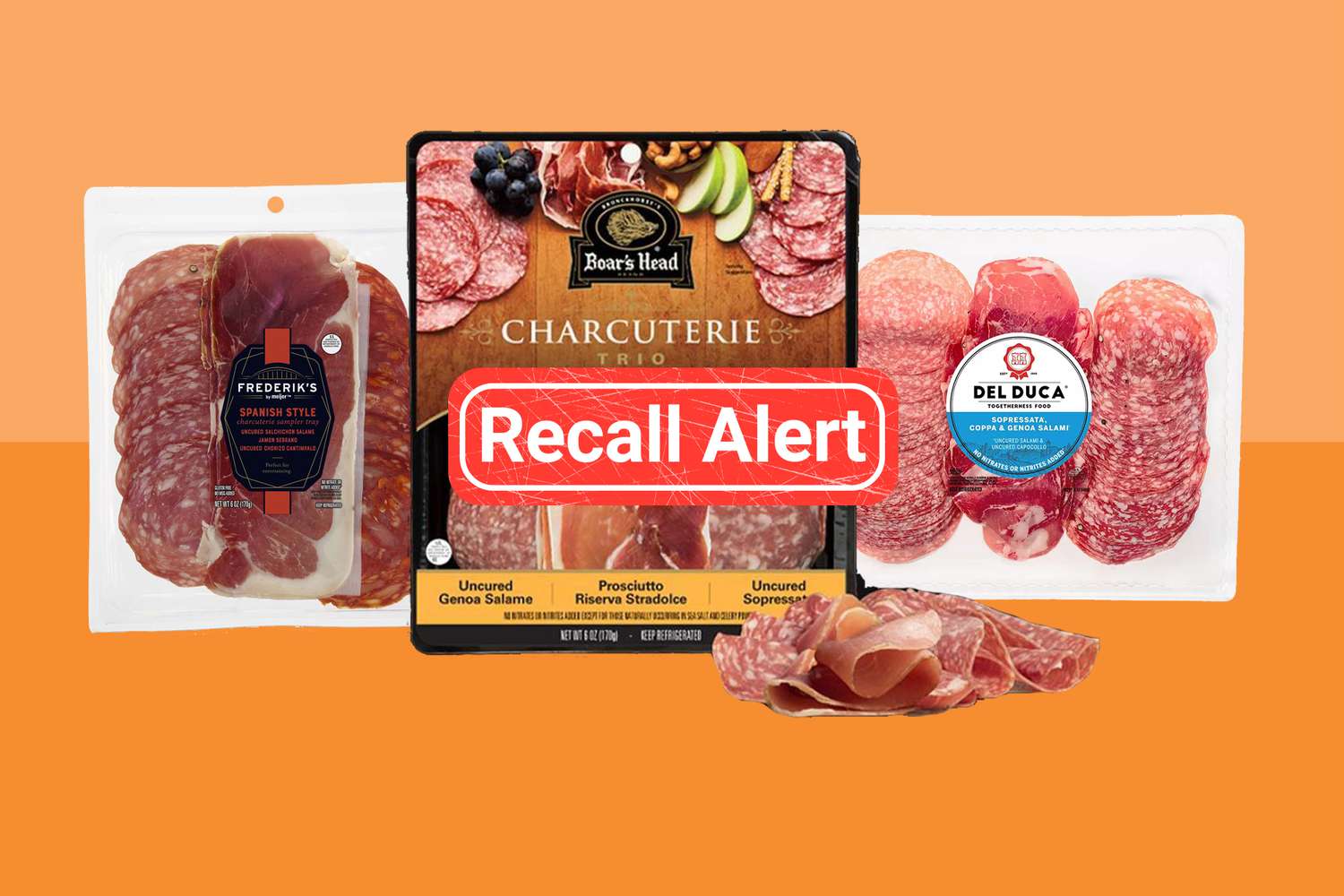 a collage of various recalled meats