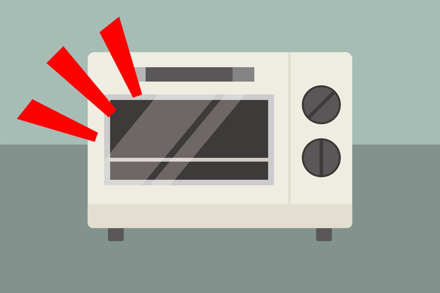 an illustration of a toaster oven with red lines beside it