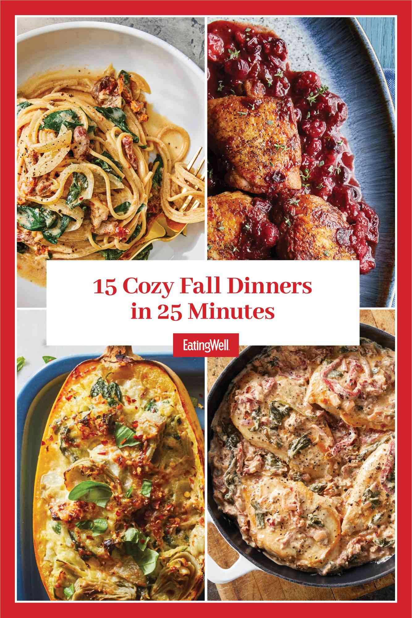 a collage of some of the 15 Cozy Fall Dinners in 25 Minutes