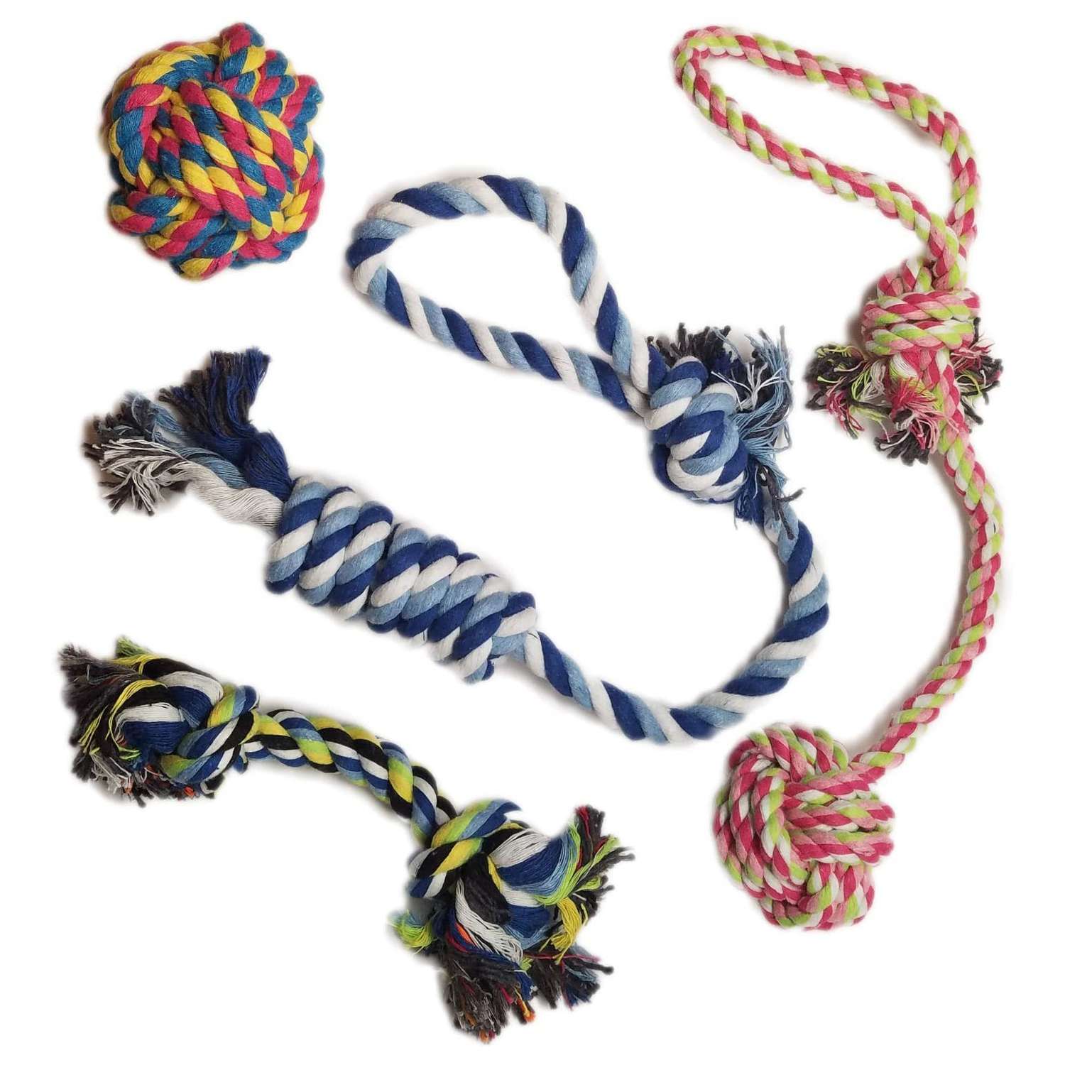 Tough Twisted Rope Toy with 5 Knots Dog Rope Toys for Aggressive Chewers Interactive Heavy Duty Dog Toys for Medium Large Dogs