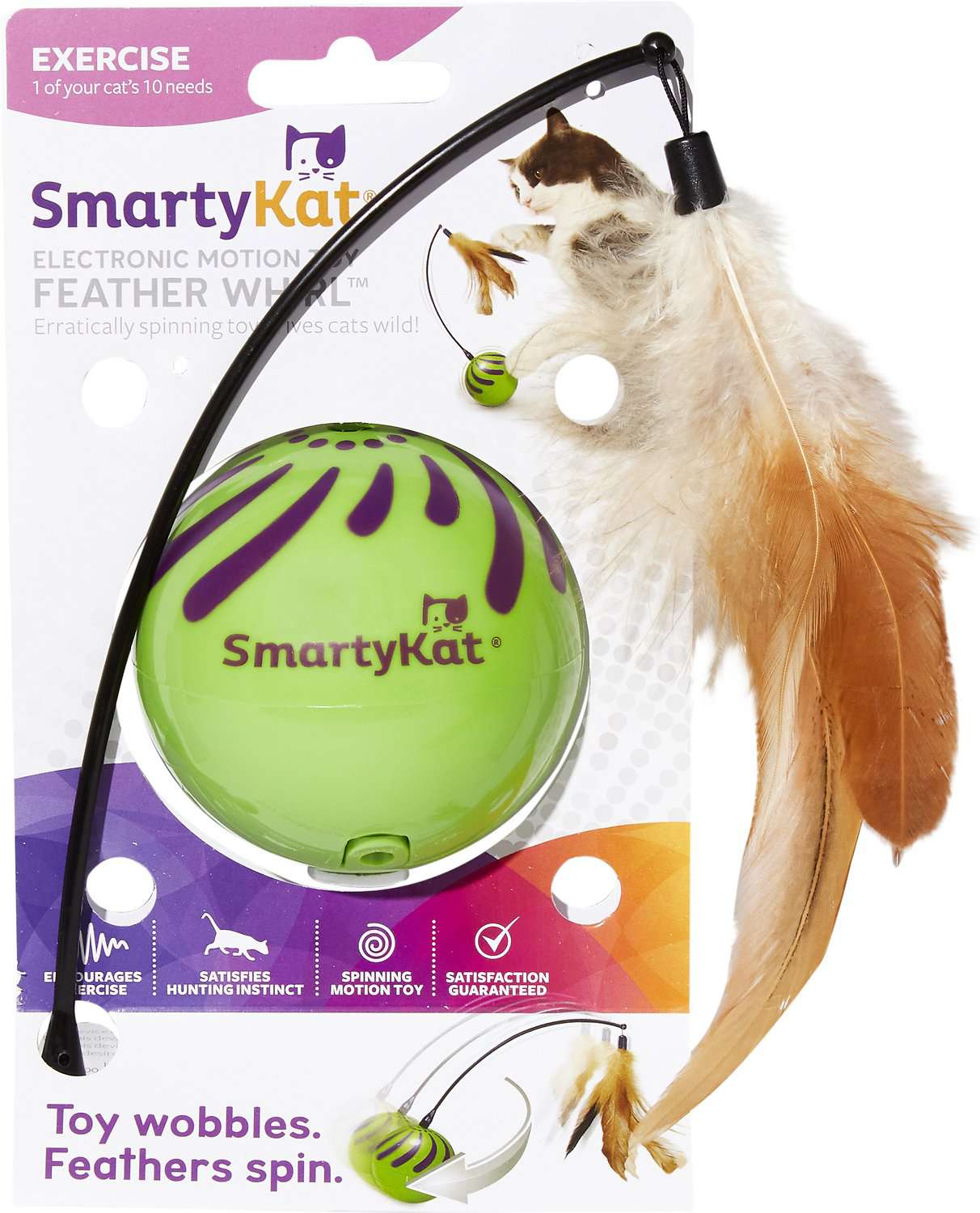 DOUDING Interactive Funny Toys for Cat Electric Feather Teaser Cat Toy Exercise Chaser Training Cat Toy Rechargeable Maglev Bouncing Feathers Catching Game
