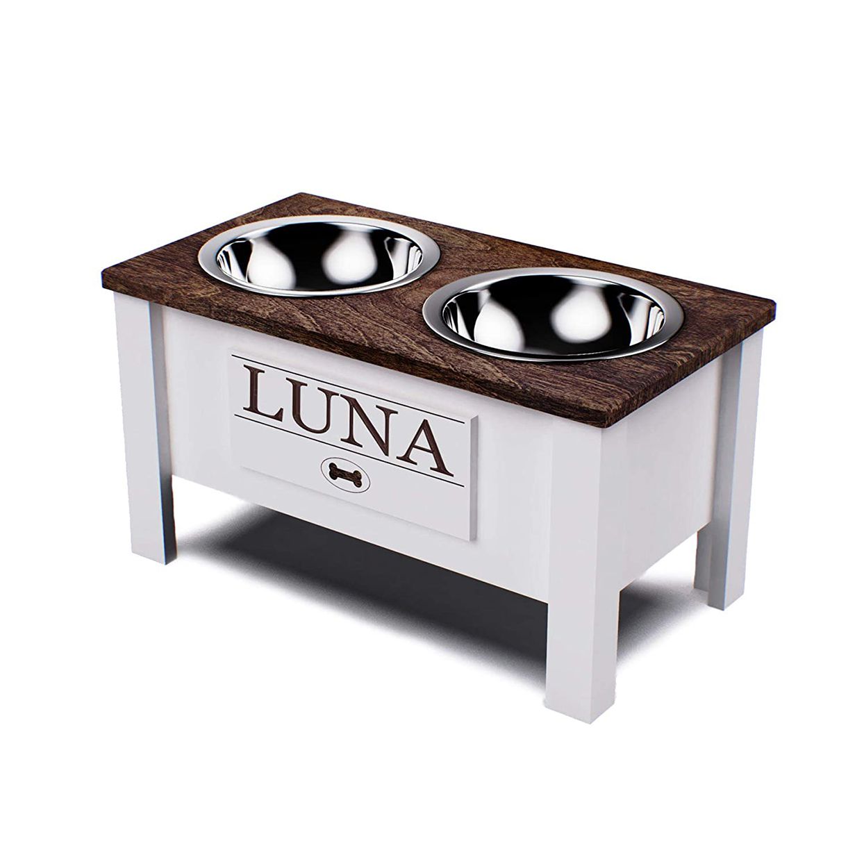 personalized raised dog bowl stand