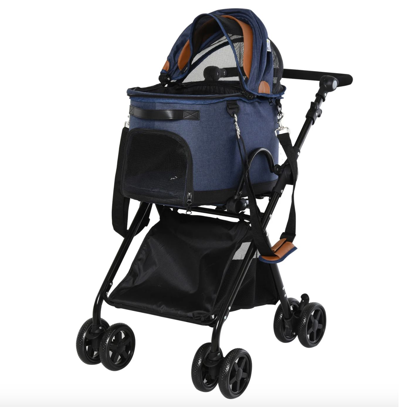 pawhut-folding-standard-stroller-with-detachable-carrier