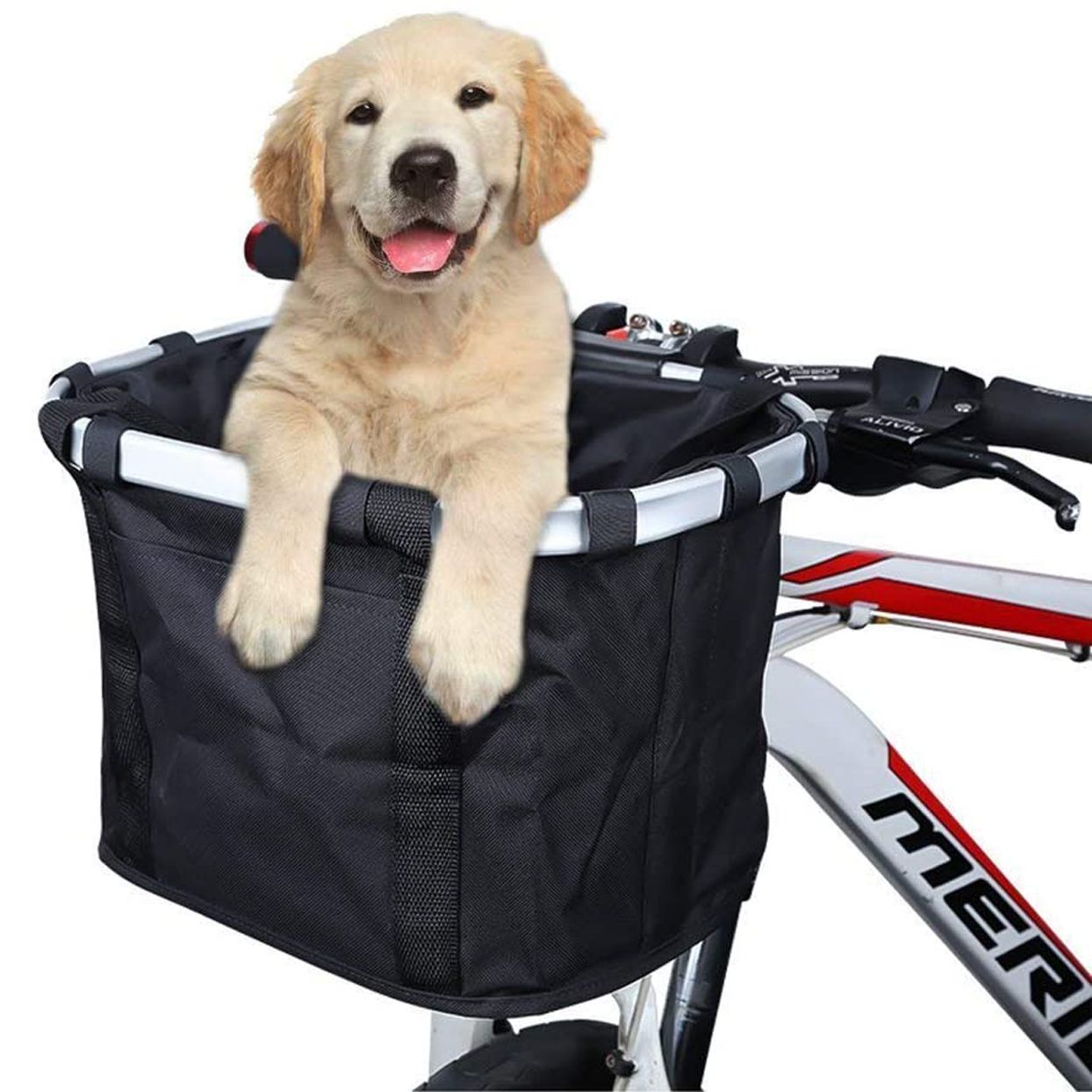 Pet Dog Bicycle Carrier Travel Shopping Bags for all Bikes ELR Pet Bicycle Carrier Bike Basket Bag for Dogs/Cats with Adjustable Padded Shoulder Strap
