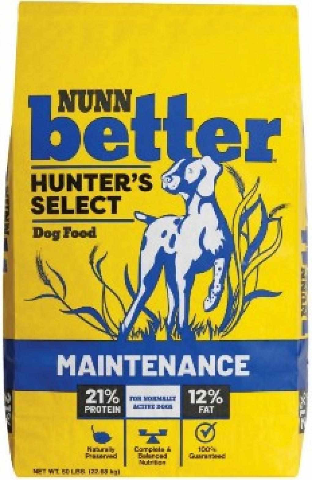 Sportmix Nunn Better Hunter's Select Dog Food label