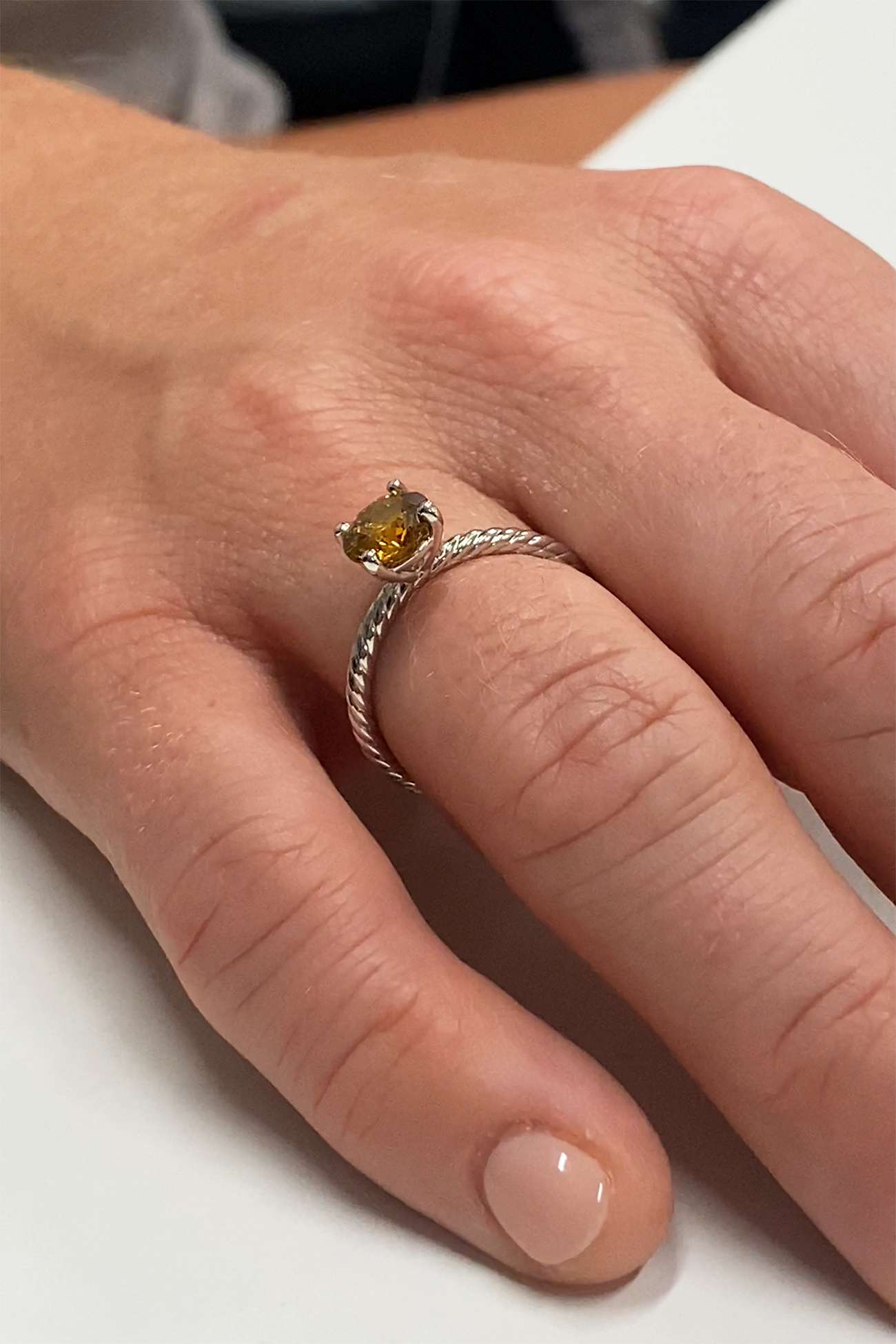Close-up of ring on woman's finger
