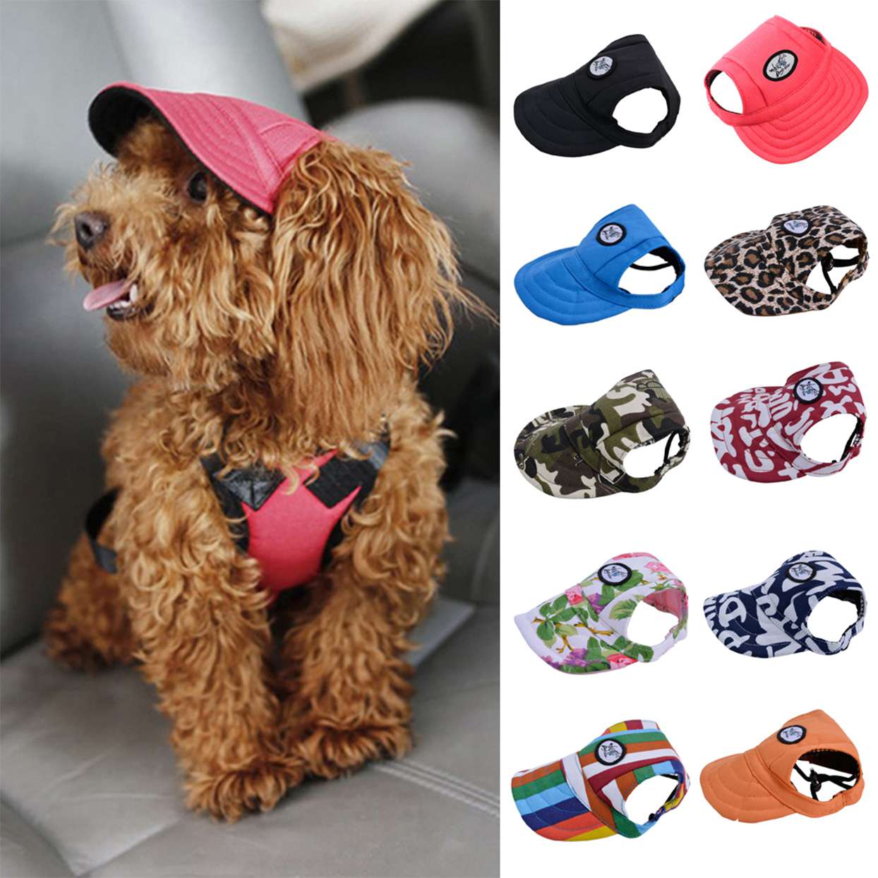 Pink 2 Pieces Pet Baseball Cap and Dog Bandana Set Pet Outdoor Sport Hat Pet Canvas Hats Sun Protection Dog Visor Cap with Ear Holes and Adjustable Strap for Small Dog Pet Hats Costume Accessories 