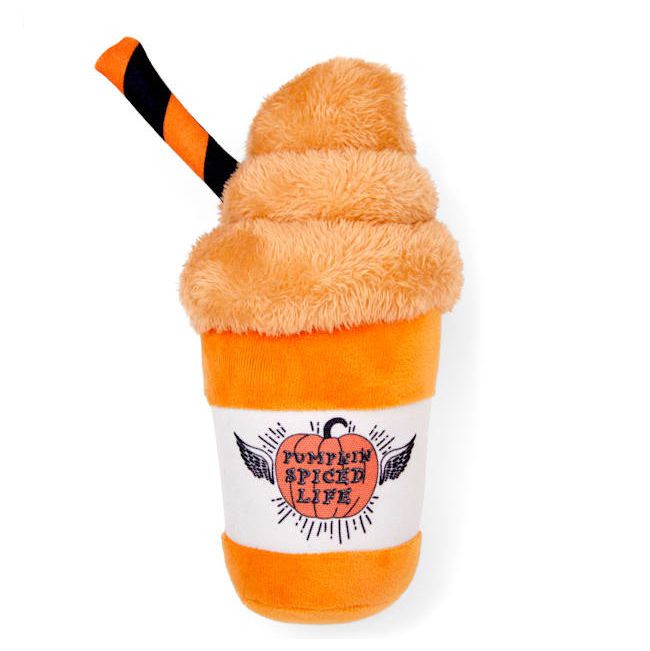 Photo of a Bootique Pumpkin Spice Fiend Plush Dog Toy on a white background