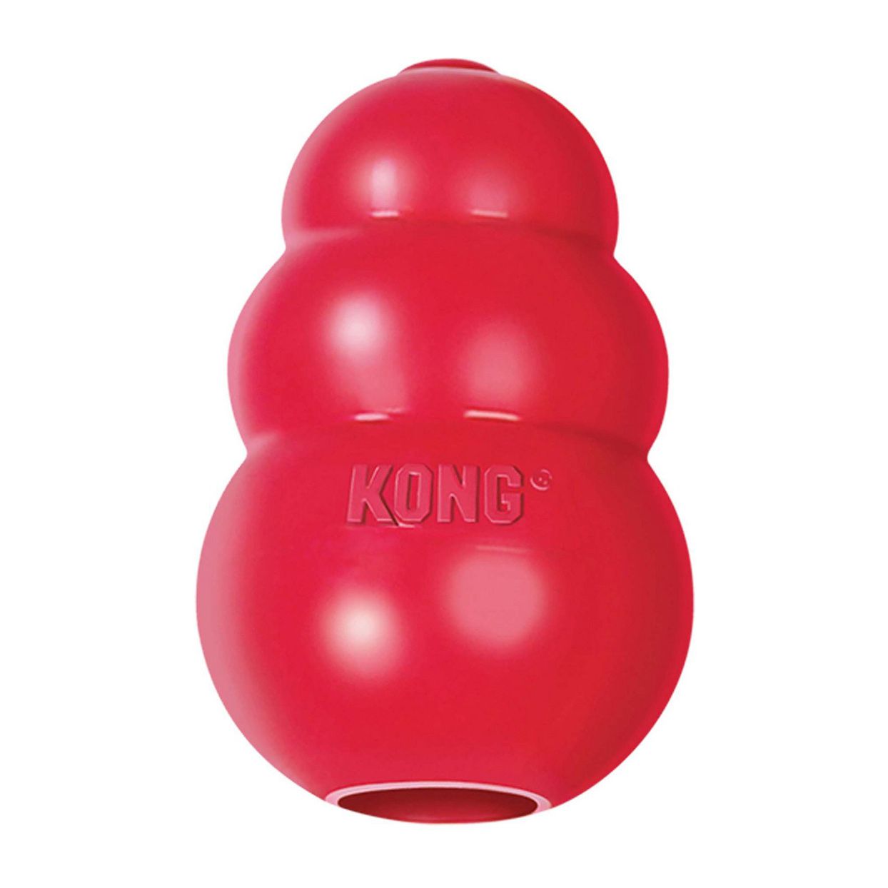 Product photo of a red KONG Classic Dog Toy on a white background