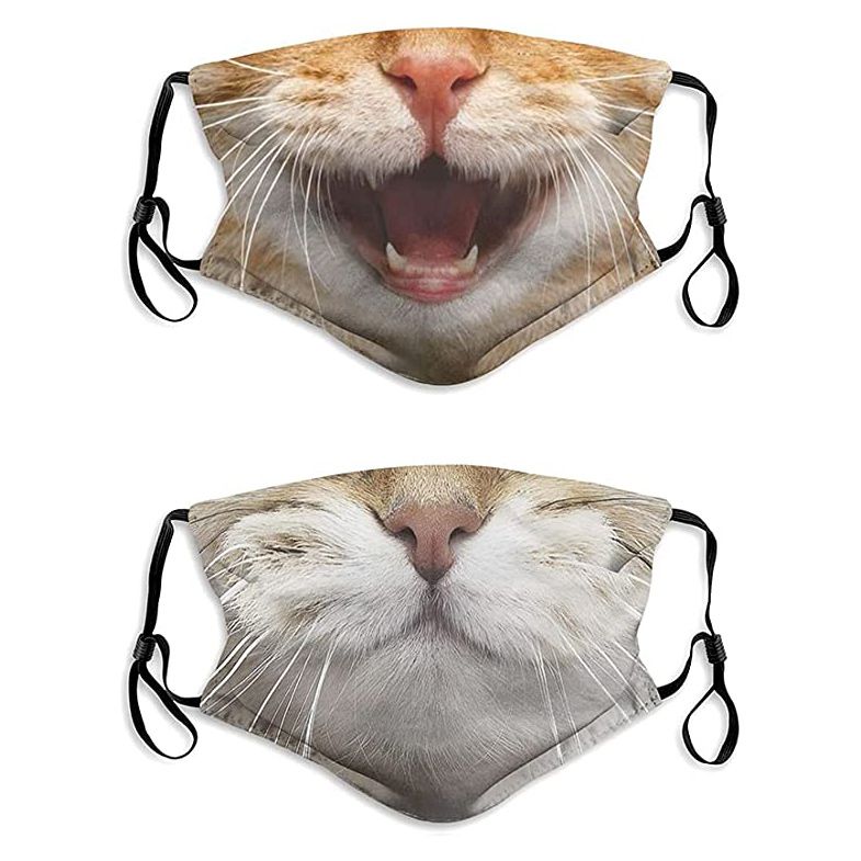 Product photo of Funny Cat With Tongue Smile Face Masks on a white background