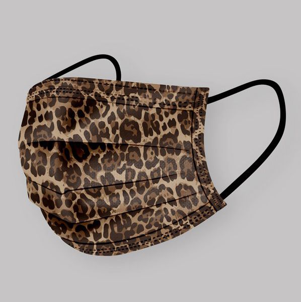 Product photo of a Maskc Leopard Face Mask on a gray background