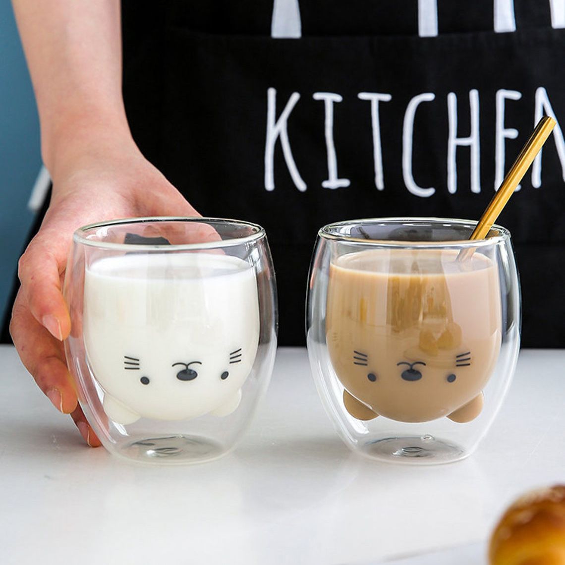 Mother's Day Gift Set of 3 Cute Glasses of Cats Paws Made in Japan Cat Lover Gift