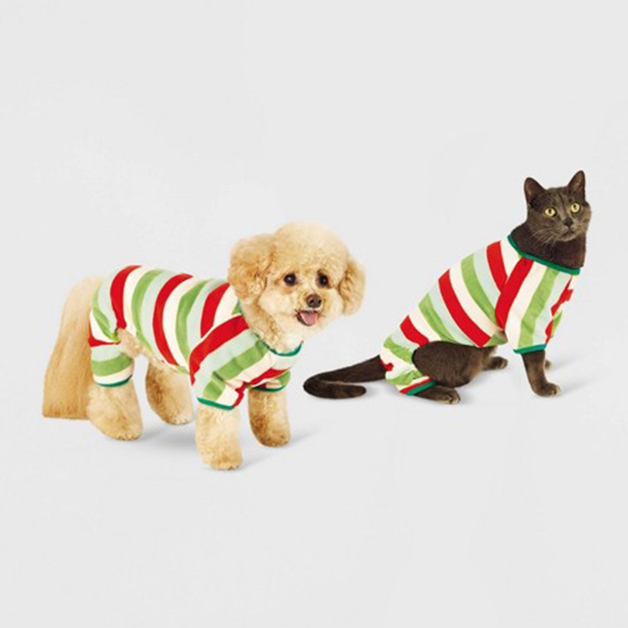 holiday stripe fleece dog cat pajamas