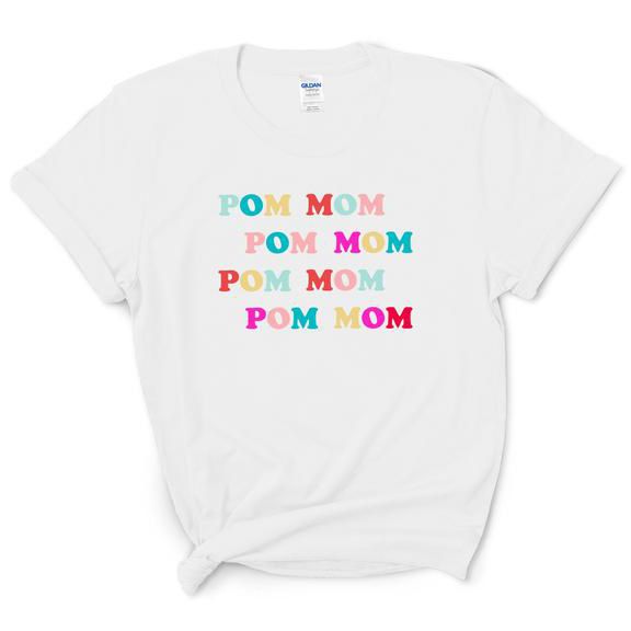 Product photo of a Pom Mom T-Shirt on a white background