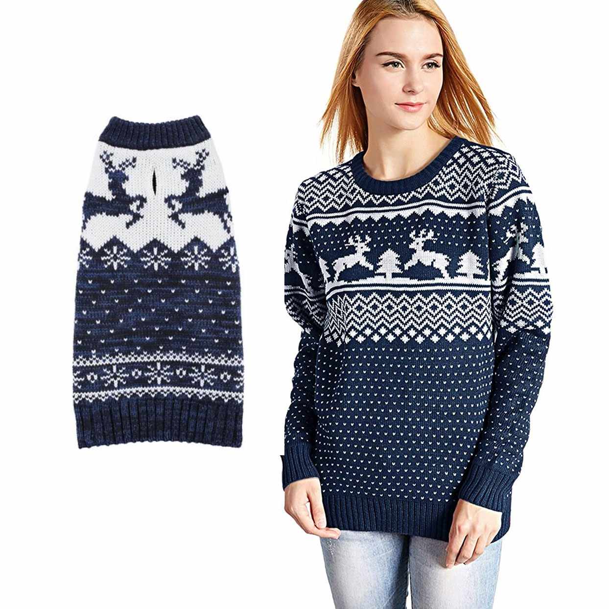 navy reindeer matching sweaters