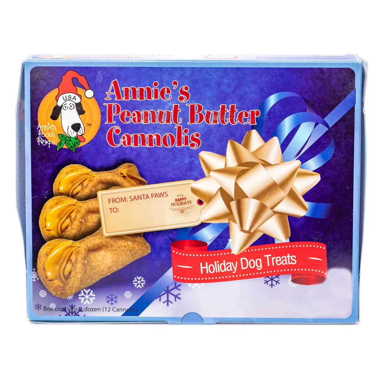 Product photo of Annie's Pooch Pops Christmas Holiday Peanut Butter Cannolis Dog Treats
