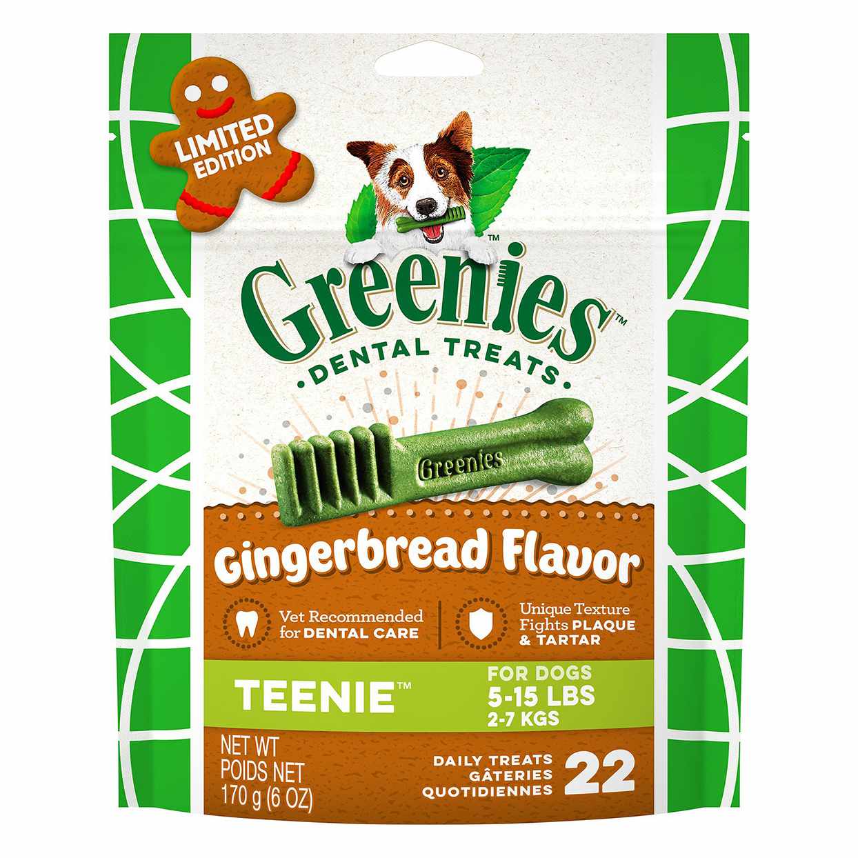 Product photo of Greenies Seasonal Gingerbread Flavor Dental Dog Treats