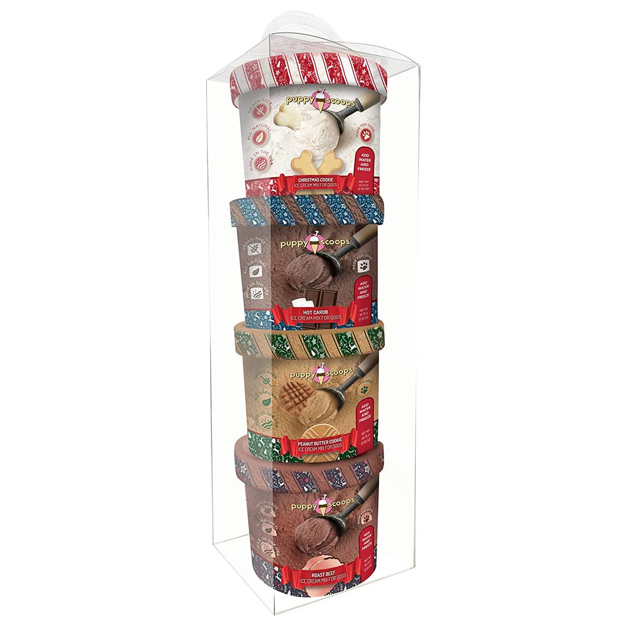 Product photo of a Puppy Scoops Holiday Dog Ice Cream Mix Gift Pack