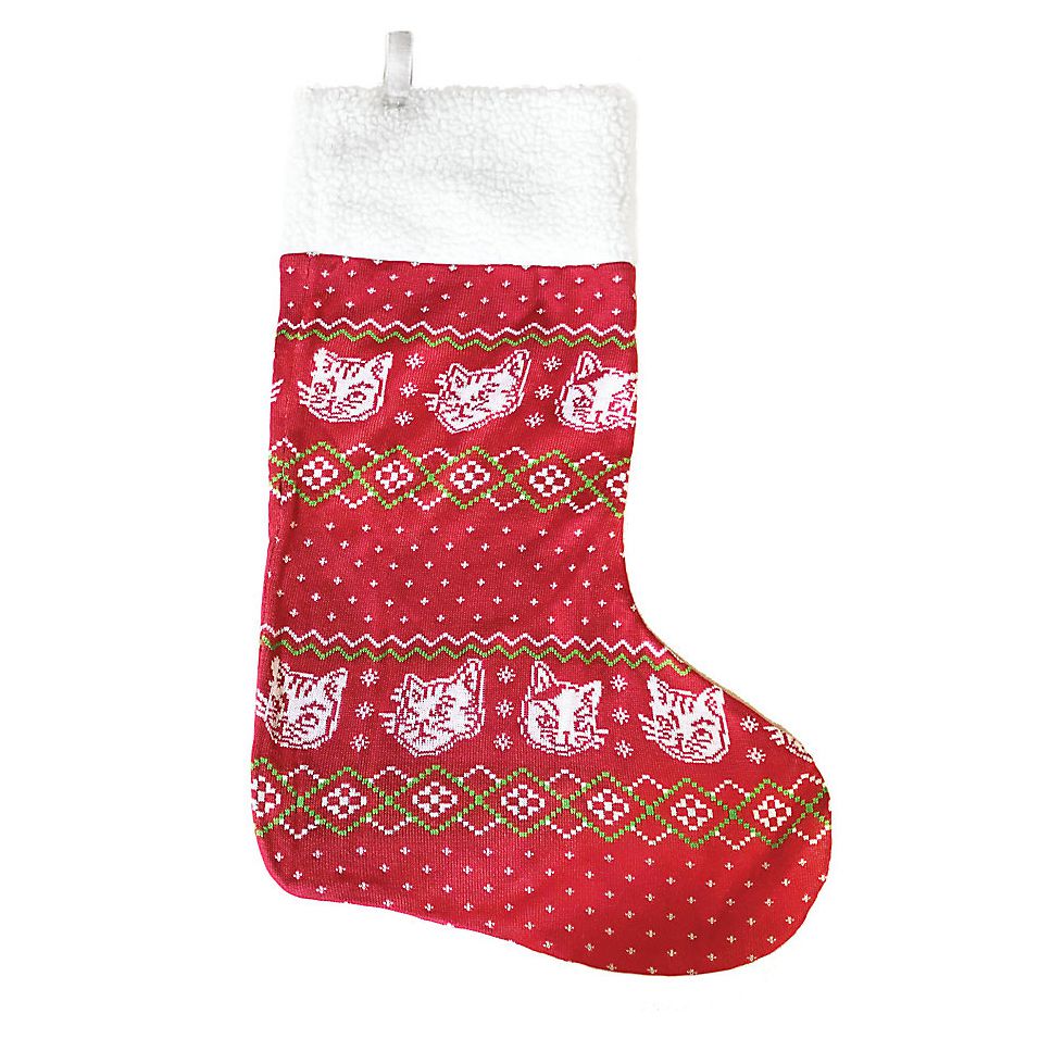 Product photo of a Tipsy Elves Cat Print Holiday Stocking