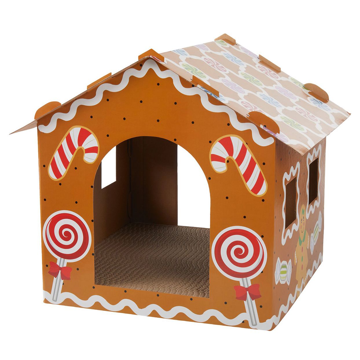 Product photo of a Gingerbread House Cardboard Cat House