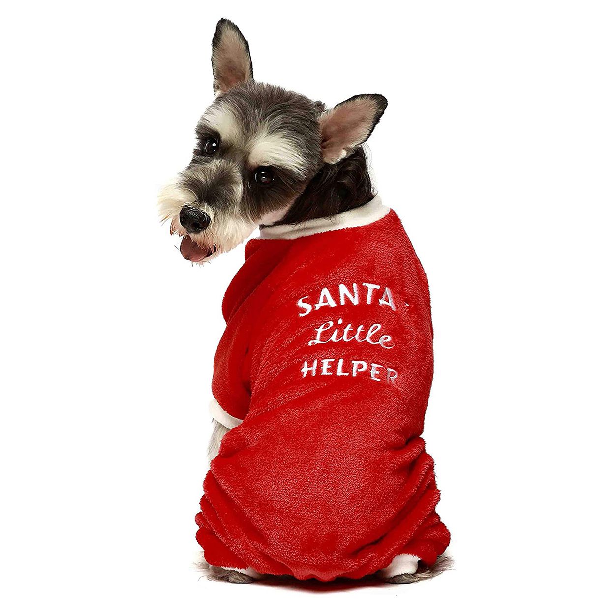 Dog wearing Santa’s Little Helper Pet Pajamas