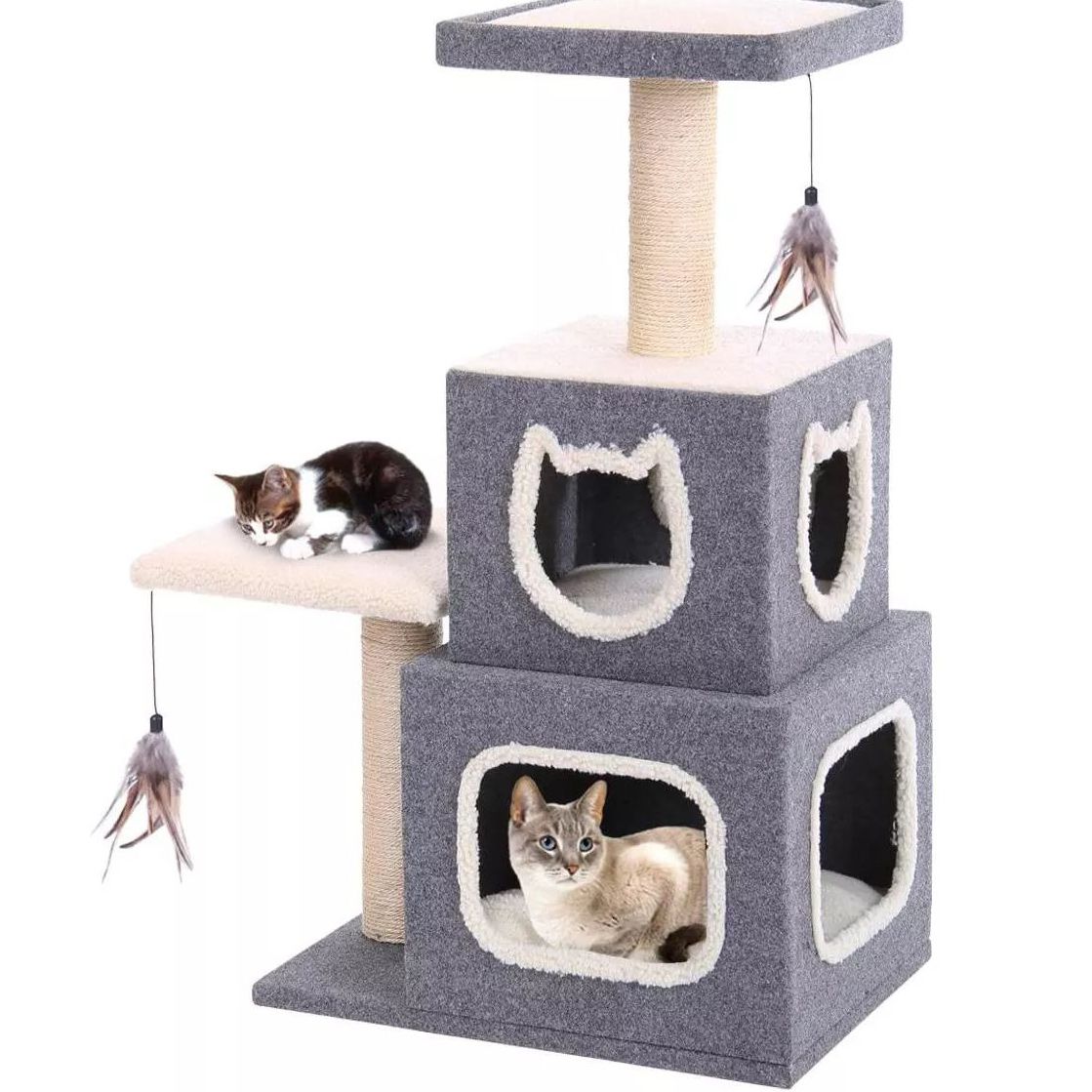 Penn-Plax Two Story Cat Condo with Scratching Post and Perches