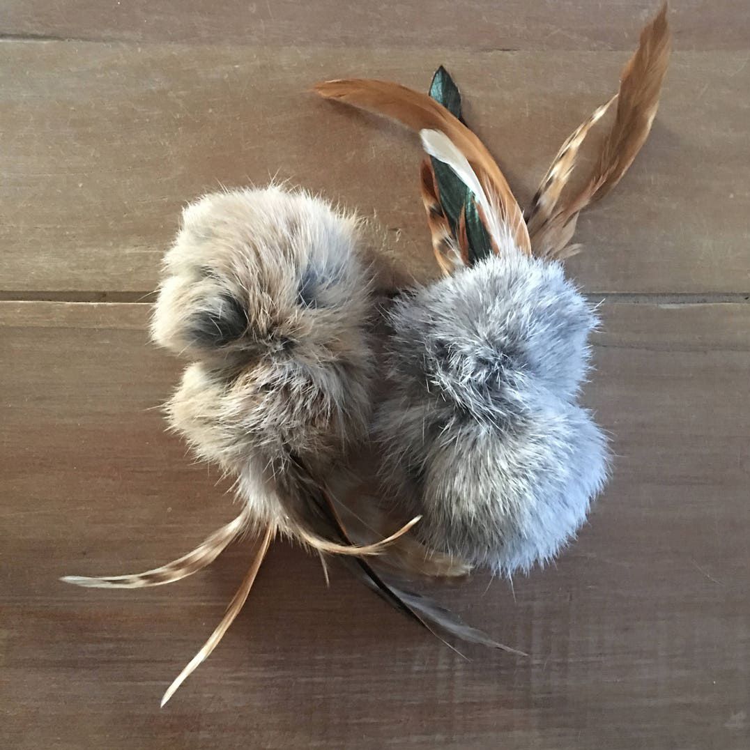 Natural Fur and Feathers Cat Toy