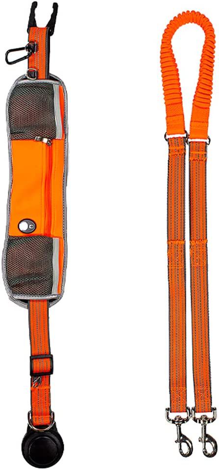 Orange quick release tugline for dog skijoring
