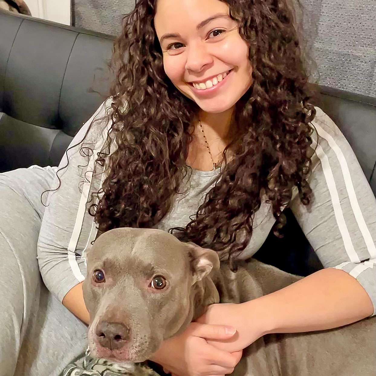 Samantha Saunion and her dog, Cleo