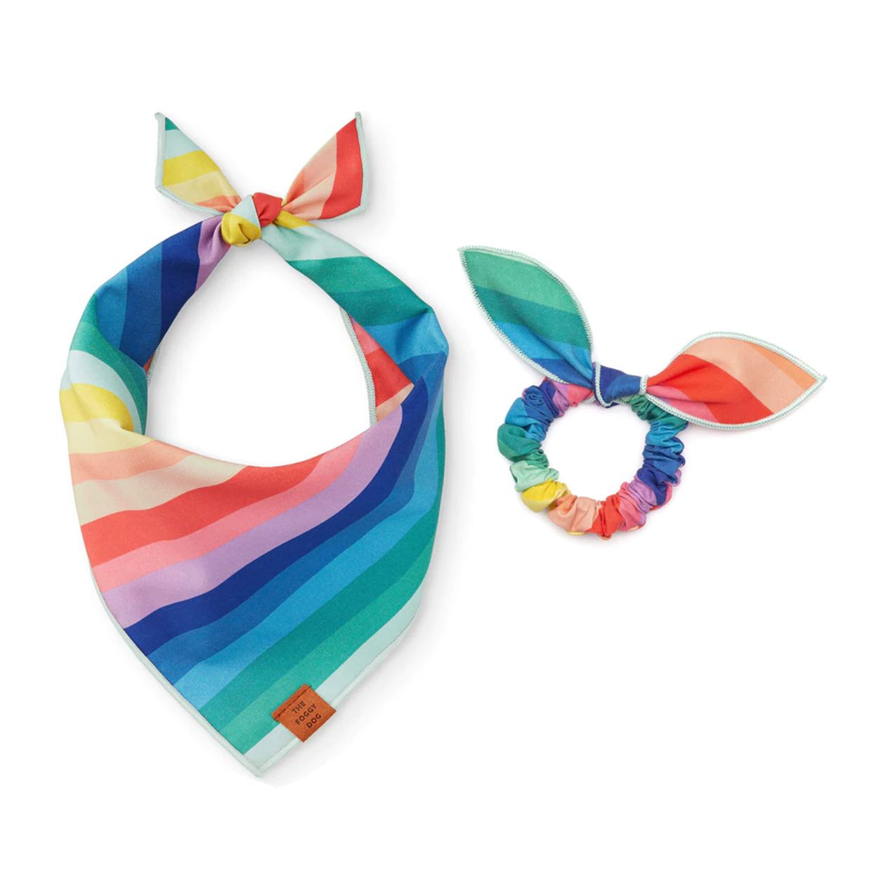 over the rainbow scrunchie bandana set