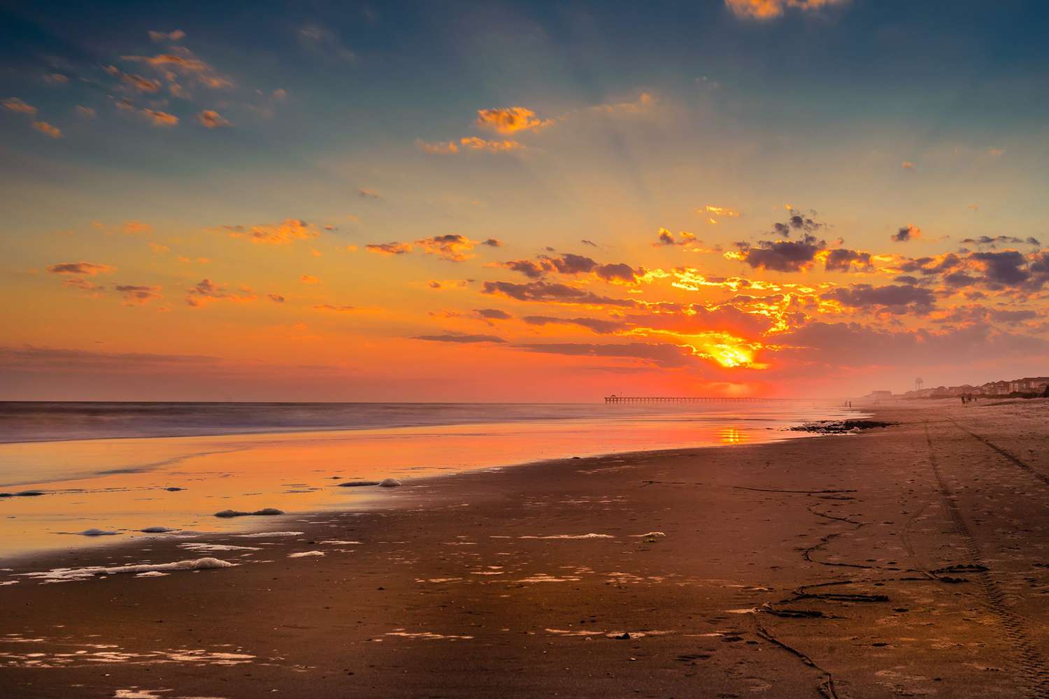 sunset on the dog-friendly beach at Brunswick Islands, North Carolina