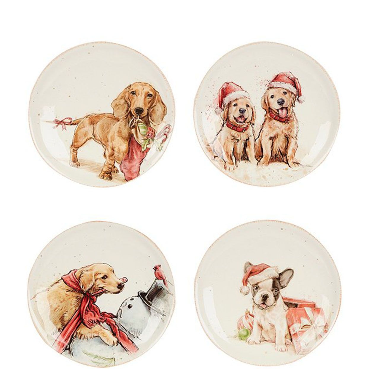 southern living assorted holiday puppy plates