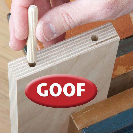 Putting dowel in too small of a holes