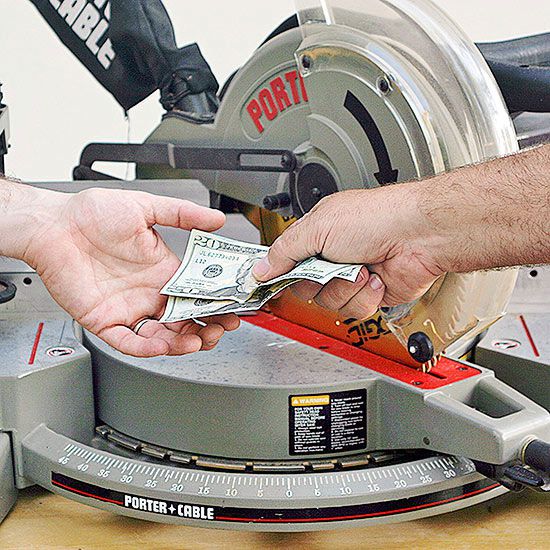 Handing money over a tool