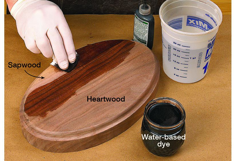 Hide sapwood with dye
