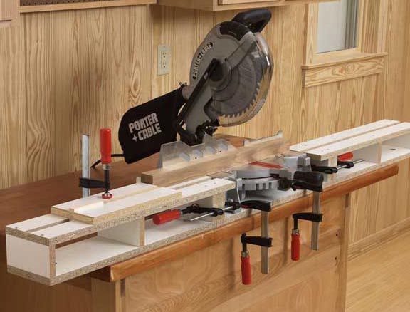 Space-saving extension tables for mitersaws or mortisers Downloadable Plan Thumbnail