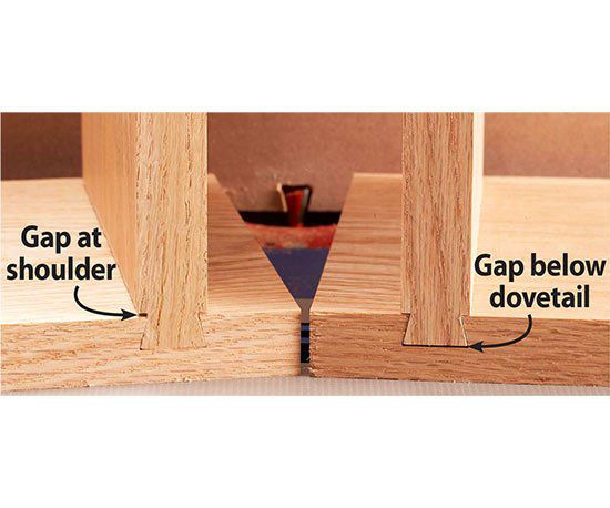 2 view of board with dovetail, one with a gap