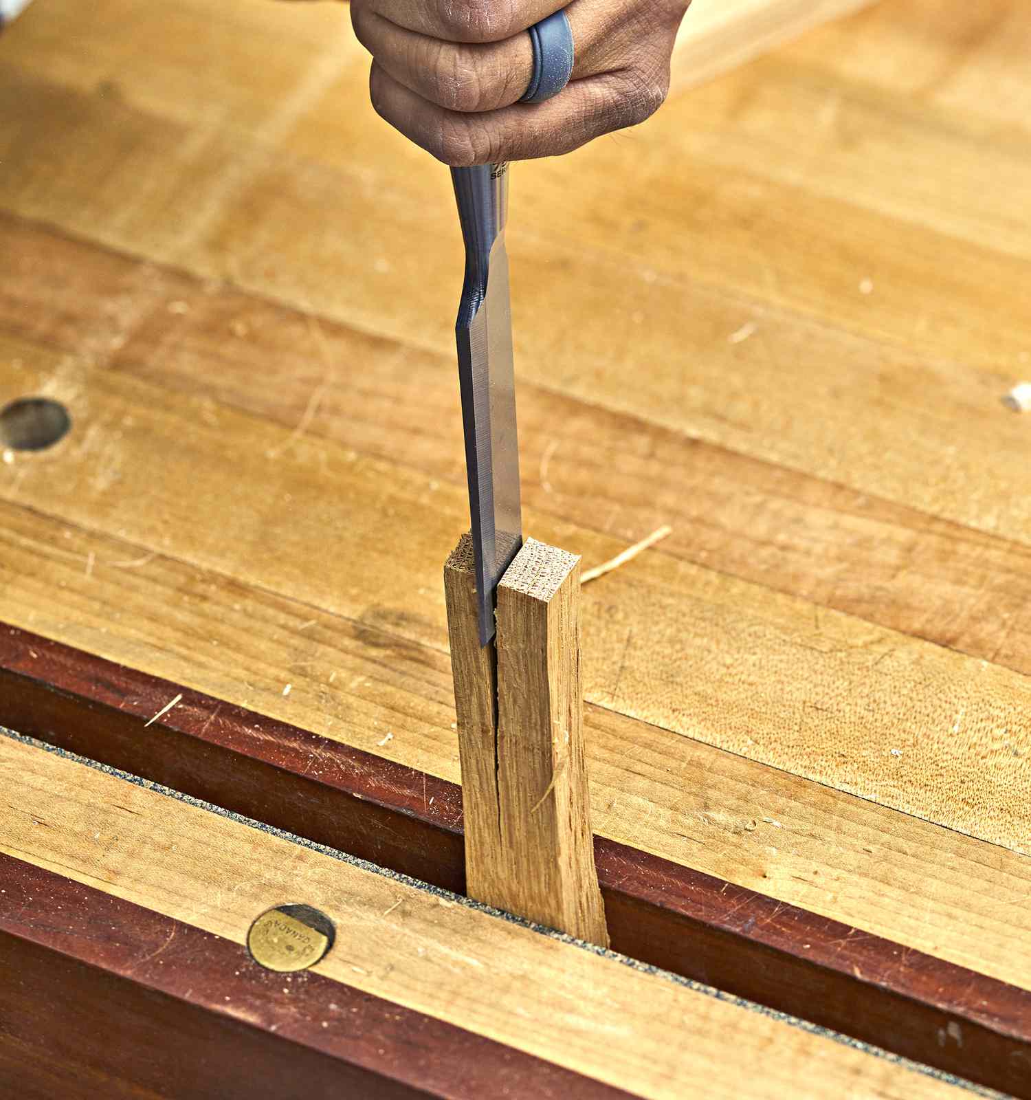 Photo f drying chisel into pin blank.